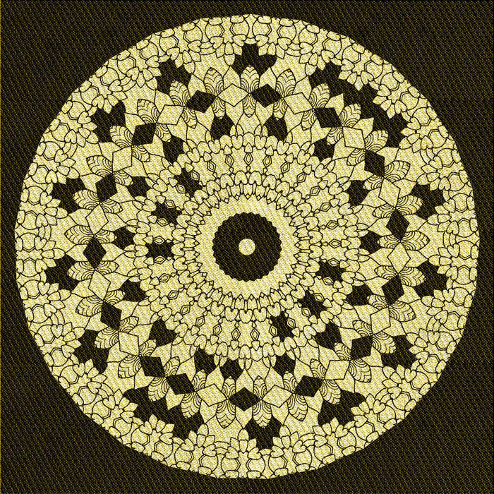 Round Patterned Midnight Gray Rug, pat1956yw