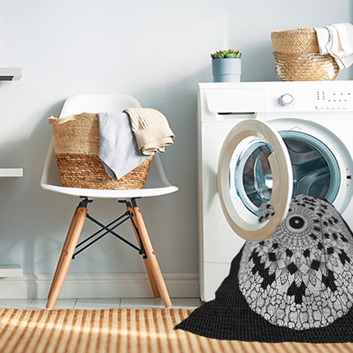 Machine Washable Transitional Midnight Gray Rug in a Washing Machine, wshpat1956