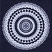 Round Machine Washable Transitional Night Blue Rug, wshpat1957blu