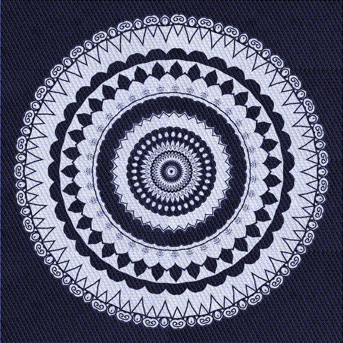 Round Patterned Night Blue Rug, pat1957blu