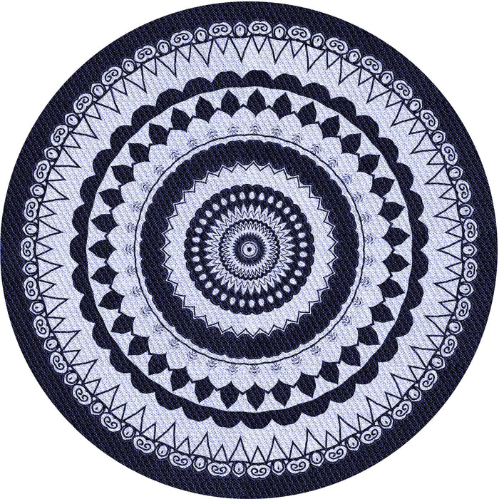 Square Patterned Night Blue Rug, pat1957blu