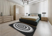 Patterned Cloud Gray Rug in a Bedroom, pat1957gry