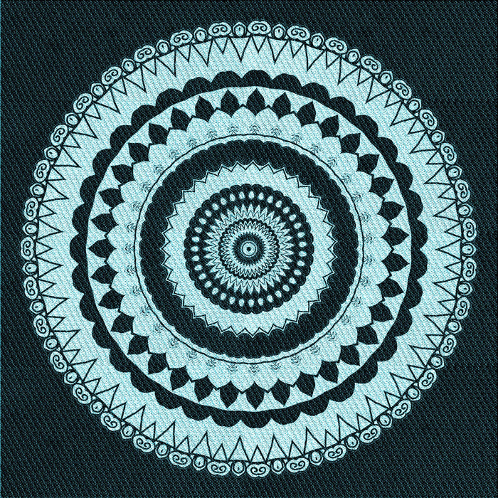 Round Patterned Deep Teal Green Rug, pat1957lblu