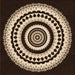 Round Patterned Black Brown Rug, pat1957org