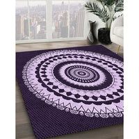 Patterned Bright Lilac Purple Rug, pat1957pur