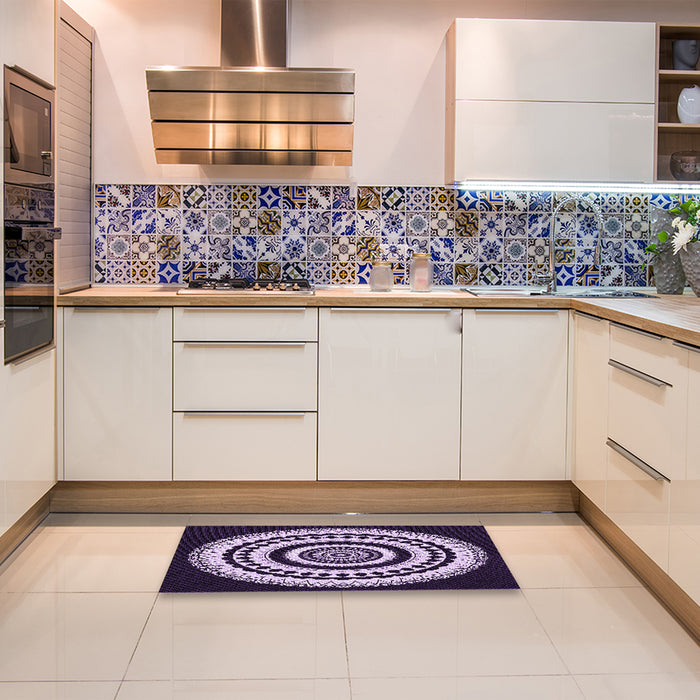 Patterned Bright Lilac Purple Rug in a Kitchen, pat1957pur
