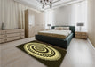 Round Machine Washable Transitional Metallic Gold Rug in a Office, wshpat1957yw