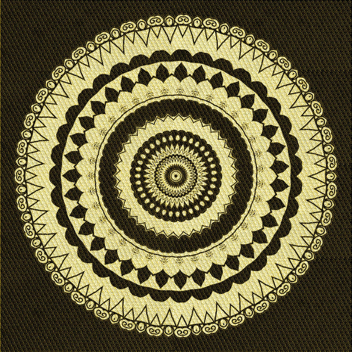 Round Patterned Metallic Gold Rug, pat1957yw