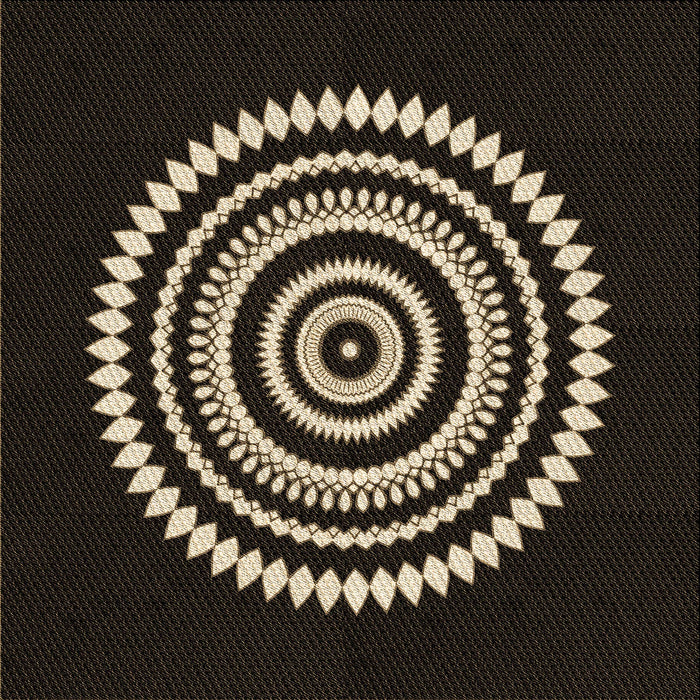 Round Machine Washable Transitional Black Rug, wshpat1958brn