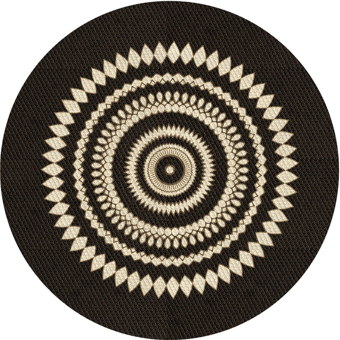 Square Patterned Black Rug, pat1958brn