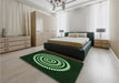 Round Machine Washable Transitional Green Rug in a Office, wshpat1958grn