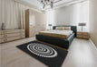 Patterned Black Rug in a Bedroom, pat1958gry