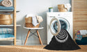 Machine Washable Transitional Black Rug in a Washing Machine, wshpat1958gry