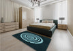 Round Machine Washable Transitional Deep-Sea Green Rug in a Office, wshpat1958lblu