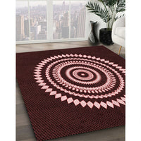 Patterned Chocolate Brown Rug, pat1958rd