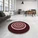 Round Patterned Chocolate Brown Rug in a Office, pat1958rd