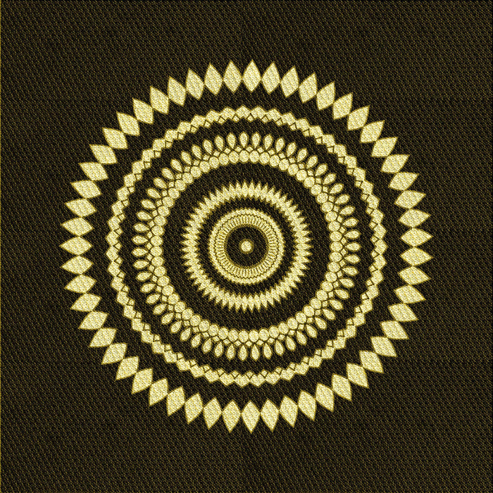 Round Patterned Black Rug, pat1958yw