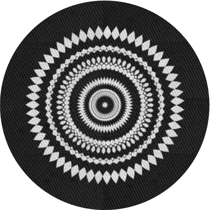 Sideview of Patterned Black Novelty Rug, pat1958