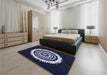 Round Machine Washable Transitional Periwinkle Purple Rug in a Office, wshpat1959blu