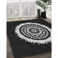 Patterned Black Rug, pat1959gry