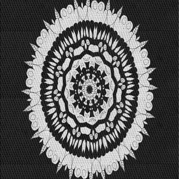 Patterned Black Rug, pat1959gry