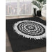 Patterned Black Rug in Family Room, pat1959gry