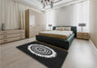 Patterned Black Rug in a Bedroom, pat1959gry