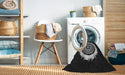 Machine Washable Transitional Black Rug in a Washing Machine, wshpat1959gry