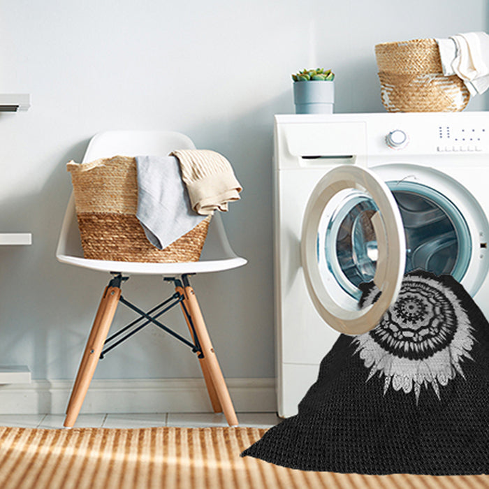Machine Washable Transitional Black Rug in a Washing Machine, wshpat1959gry