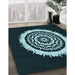 Machine Washable Transitional Deep-Sea Green Rug in a Family Room, wshpat1959lblu