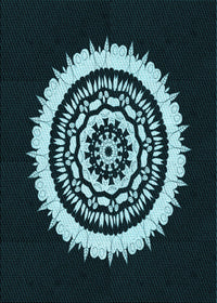 Machine Washable Transitional Deep-Sea Green Rug, wshpat1959lblu