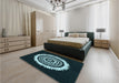 Patterned Deep-Sea Green Rug in a Bedroom, pat1959lblu