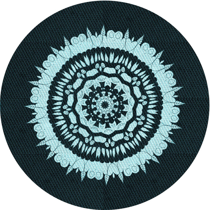 Square Machine Washable Transitional Deep-Sea Green Rug in a Living Room, wshpat1959lblu