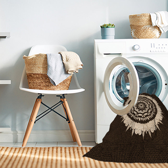 Machine Washable Transitional Black Brown Rug in a Washing Machine, wshpat1959org