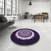 Round Patterned Lavender Purple Rug in a Office, pat1959pur