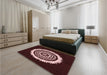 Patterned Chocolate Brown Rug in a Bedroom, pat1959rd