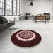 Round Patterned Chocolate Brown Rug in a Office, pat1959rd