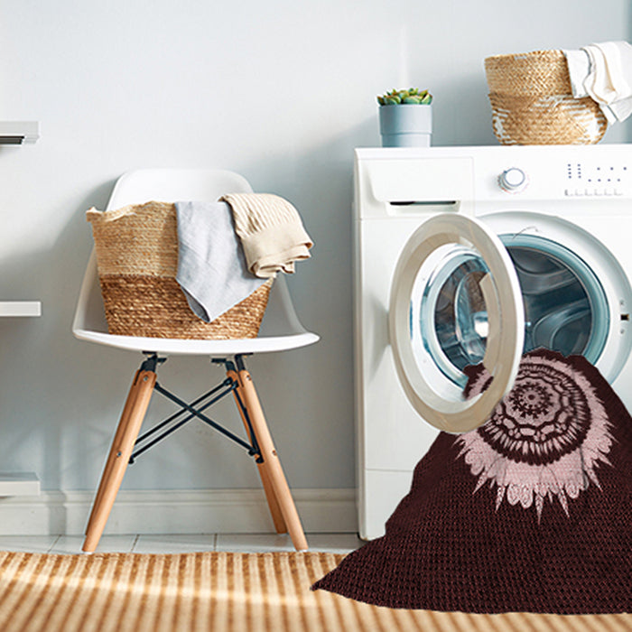 Machine Washable Transitional Chocolate Brown Rug in a Washing Machine, wshpat1959rd