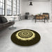 Round Patterned Black Rug in a Office, pat1959yw