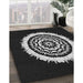 Patterned Black Novelty Rug in Family Room, pat1959