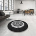 Round Patterned Black Novelty Rug in a Office, pat1959