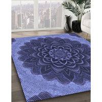 Patterned Light Slate Blue Rug, pat196blu