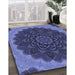 Patterned Light Slate Blue Rug in Family Room, pat196blu