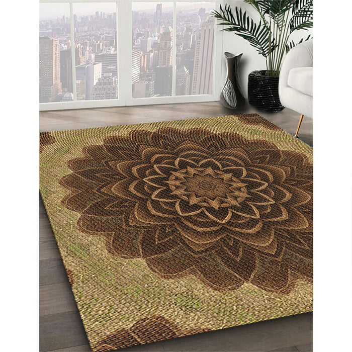 Patterned Cinnamon Brown Rug in Family Room, pat196brn