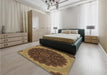 Patterned Cinnamon Brown Rug in a Bedroom, pat196brn