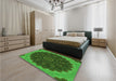 Patterned Deep Emerald Green Rug in a Bedroom, pat196grn