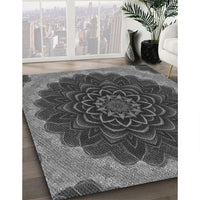 Patterned Dark Gray Black Rug, pat196gry
