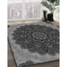 Patterned Dark Gray Black Rug in Family Room, pat196gry