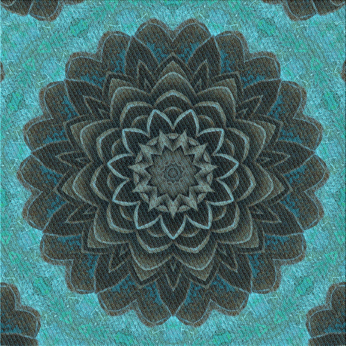 Round Patterned Dark Slate Grey Green Rug, pat196lblu