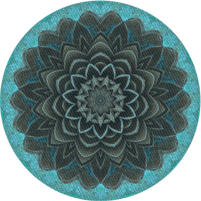 Square Patterned Dark Slate Grey Green Rug, pat196lblu